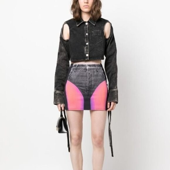 Y/Project x Jean Paul Gaultier Trompe L’oeil Mini Skirt Sz FR 38 - Picture 5 of 14